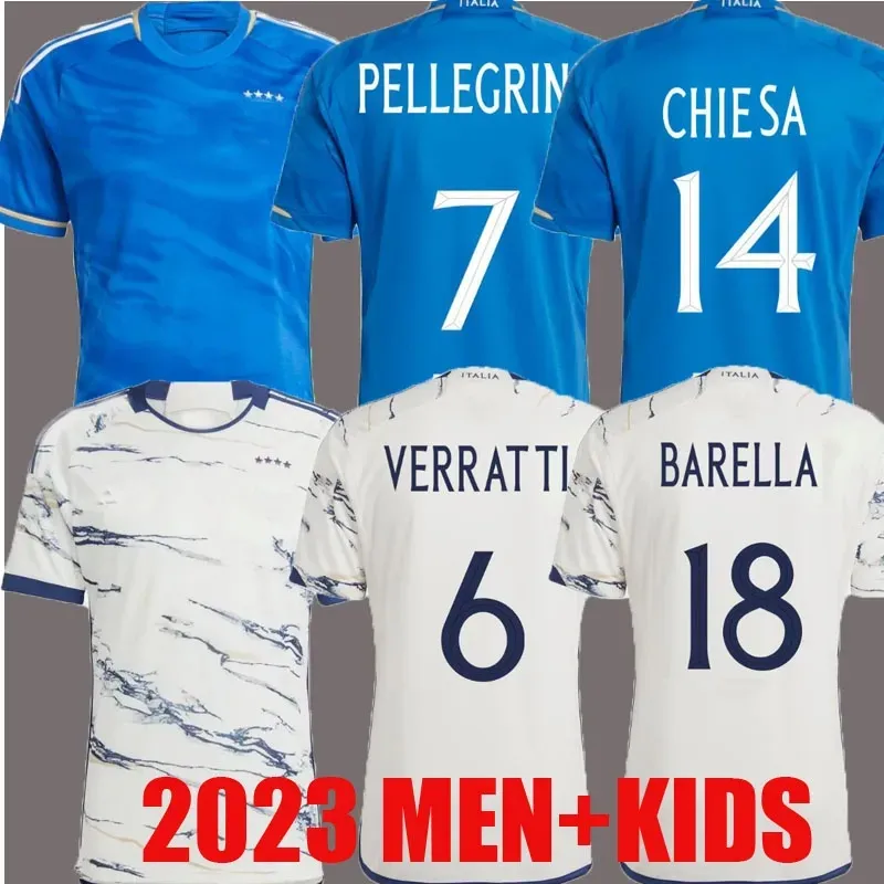 2022 2023 Bonucci Italys voetbalshirts Home Away 22 23 Jorginho Insigne Verratti Men Kids Kit Chiesa Barella Finals Chiellini Pellegrini Immobile Football Shirts