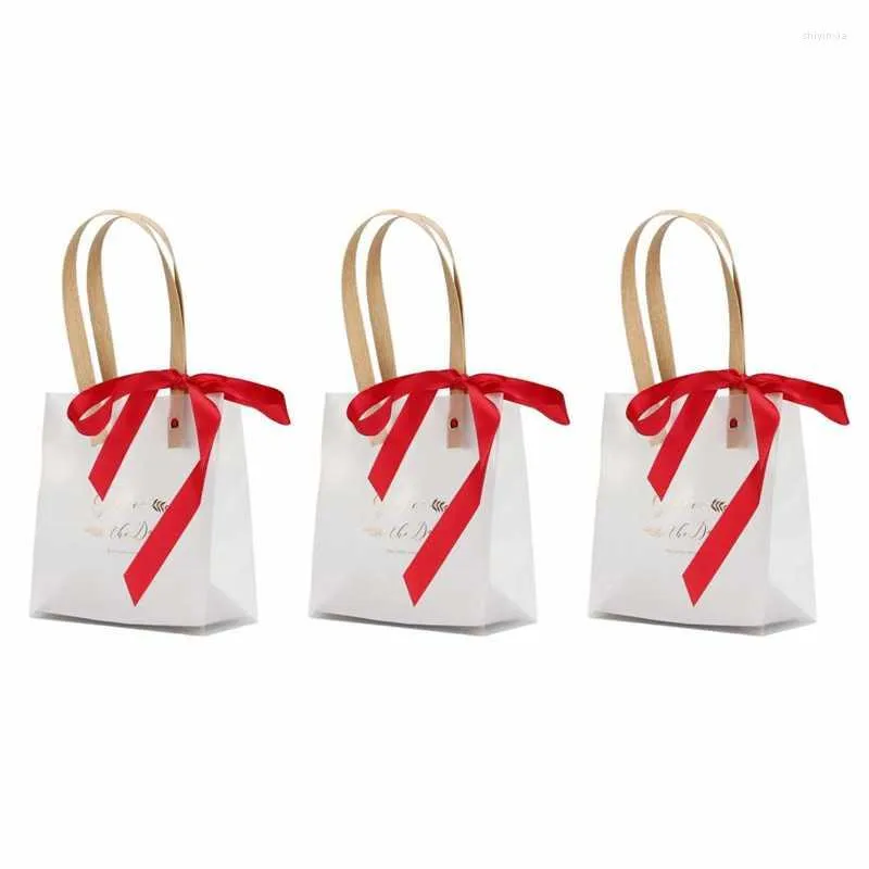 Gift Wrap 12Pcs Clear Bags With Handles Reusable Frosted Plastic Gifts For Boutiques Parties Events