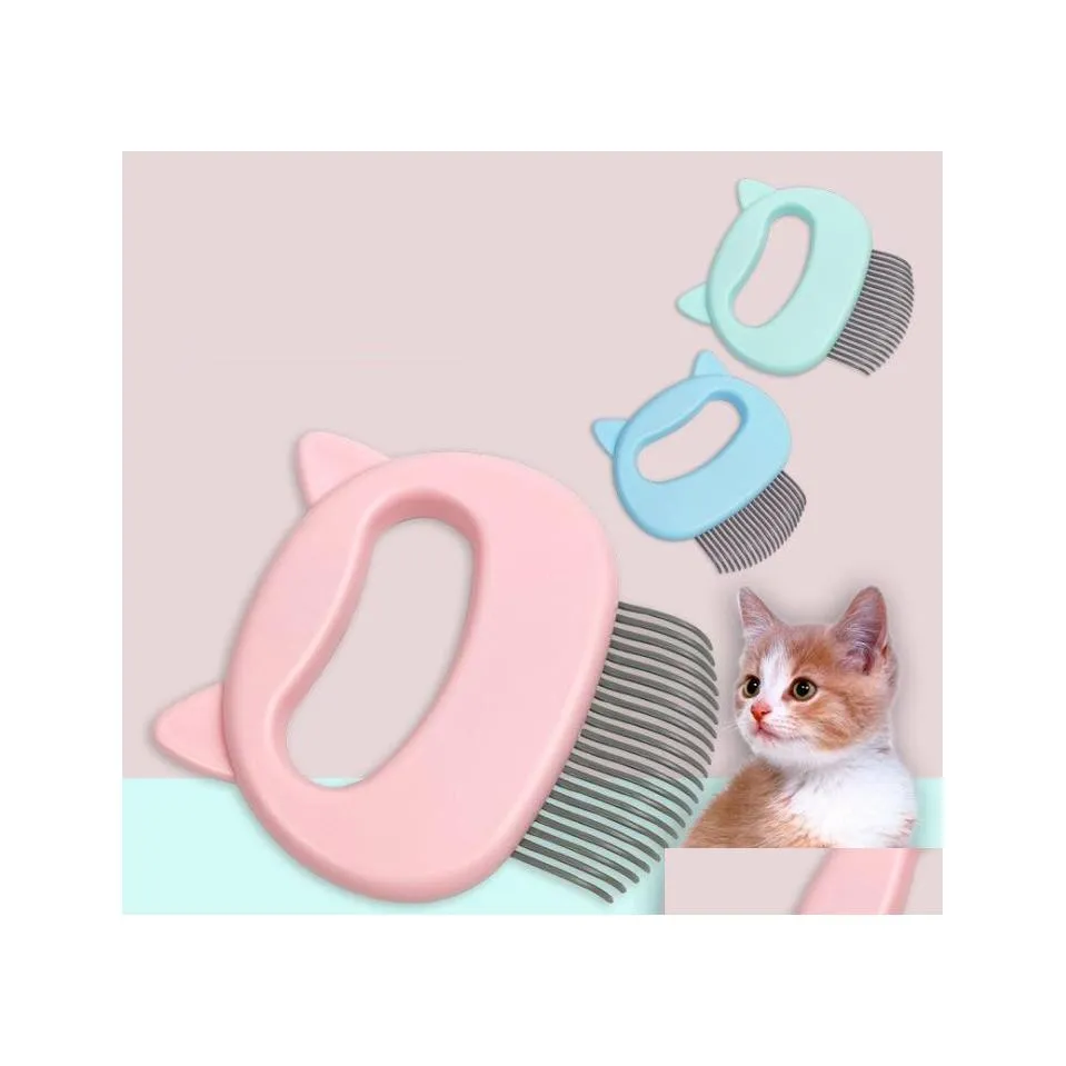 고양이 손질 애완 동물 마스 브러시 제거 콤탄 껍질 모양의 손잡이 도구 고양이 청소 용품을위한 느슨한 머리카락 제거 홈 gar dhbn6