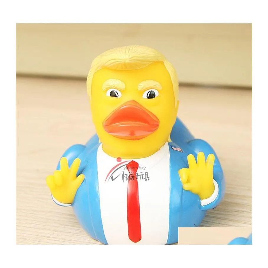 Nieuwe items 9,3 cm babydouche zwem eend speelgoed Trump VS president gevormd water drijvend speelgoed pvc cjlidren party gunst 8 8yn e1 drop otbhg