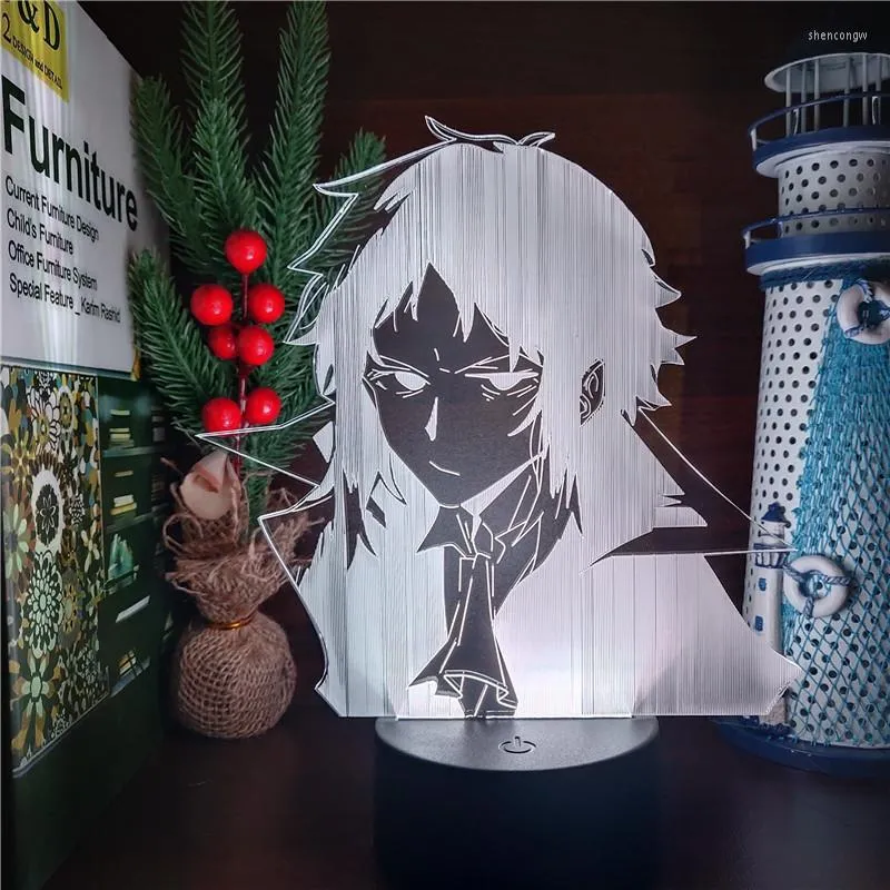 Night Lights Anime Manga Ryunosuke Akutagawa Bungo Stray Dogs 3D Led Lampara Decor Bedroom Light Xmas Gift Colorful Illuminator