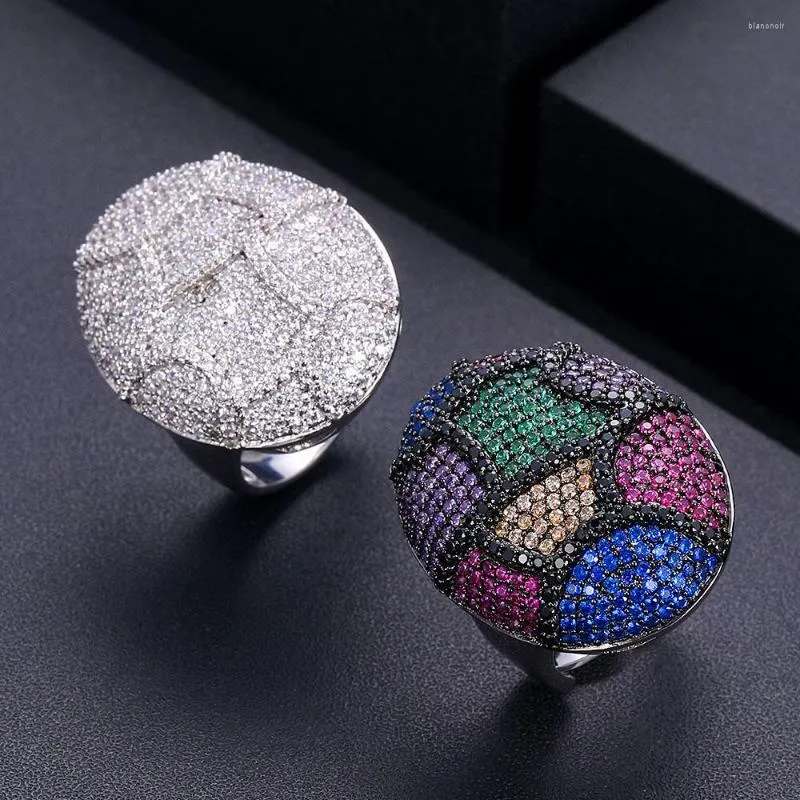 Anneaux de mariage Jankelly2023 Trendy Disco Ball Big Bold Déclaration Bague Pour Femmes Cubique Zircon Doigt Perles Charme Bohème Plage Bijou