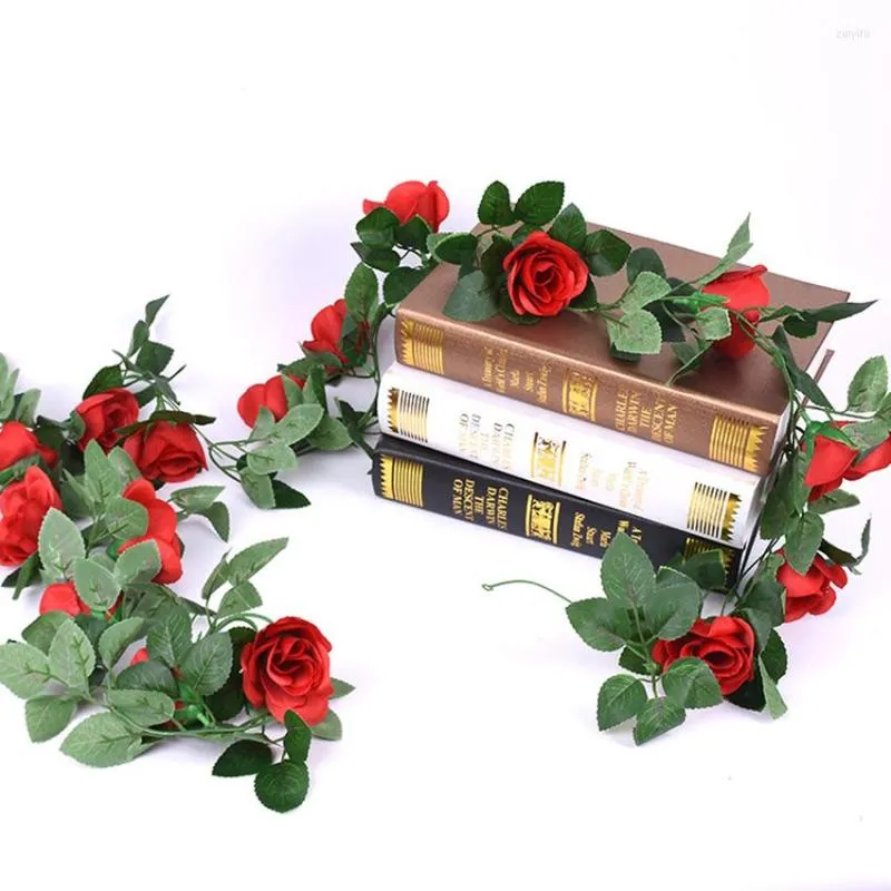 Dekorative Blumen Blumengirlande Fake Rose Vine Künstlicher hängender Efeu Zuhause El Büro Hochzeit Party Garten Handwerk Kunst Dekor