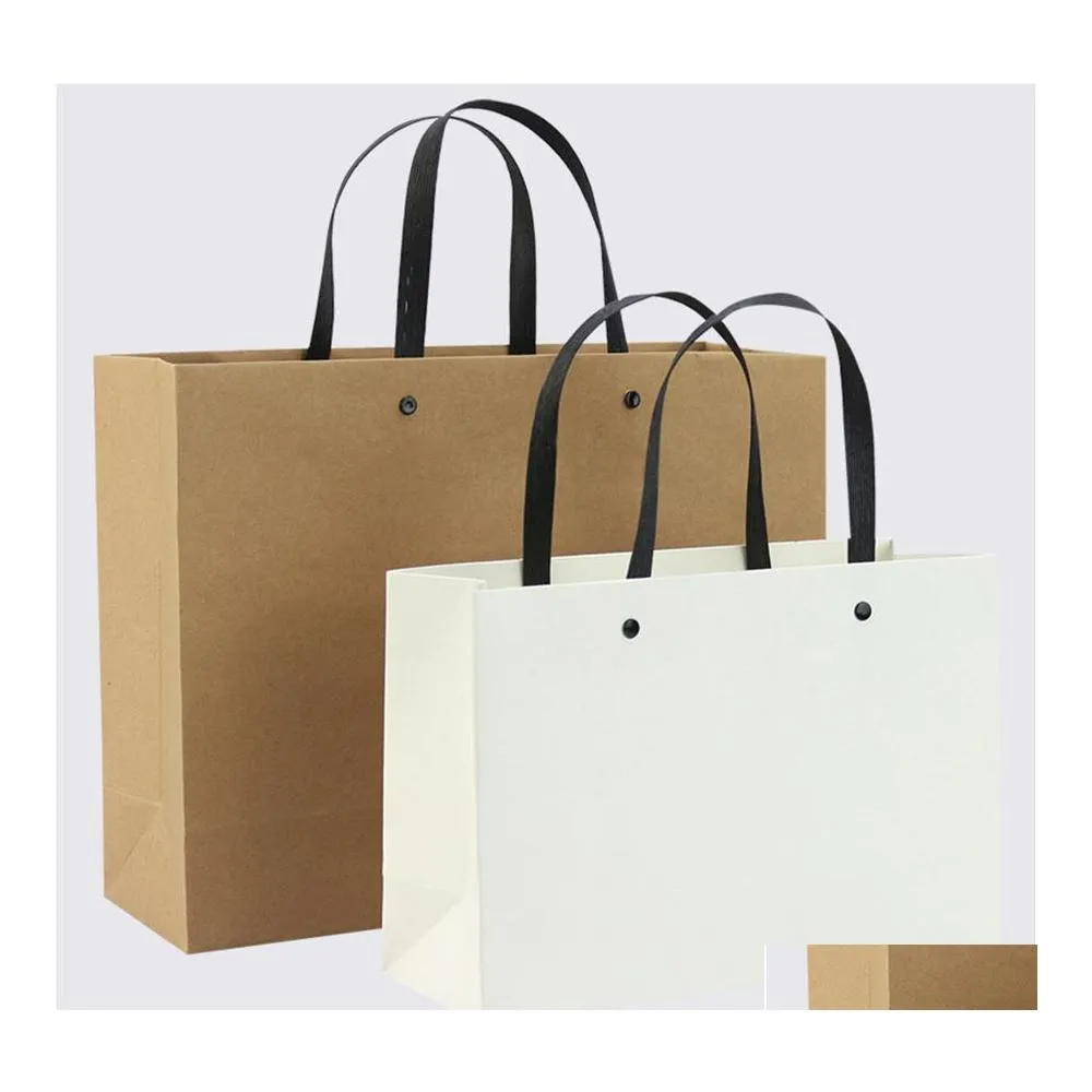 Подарочная упаковка для одежды для одежды магазин Kraft Paper Black Corporate Advertising Tote Print