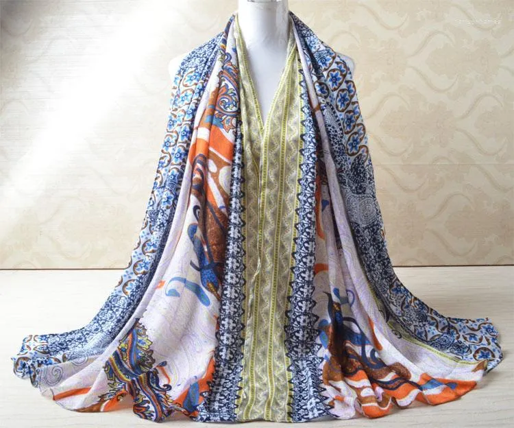 Scarves Fashion Cotton Silk Scarf Cashew Nuts Printing Shawl Muslim Hijab Female Head Wrap British Style Paisley Bandana