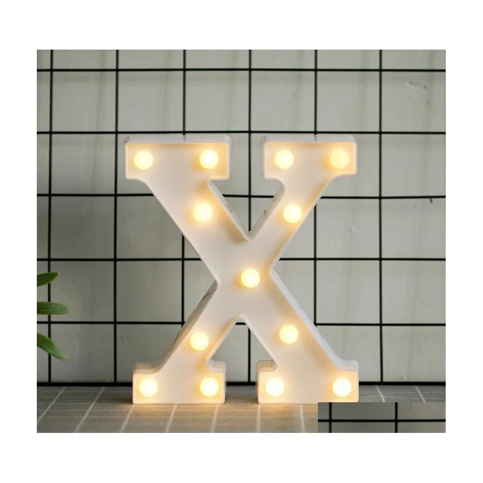 Party Decoration Arabic Numerals Led Night Light Household Birthday Wedding Celebration Love Heart Shaped 26 English Letter Christma Dhymw