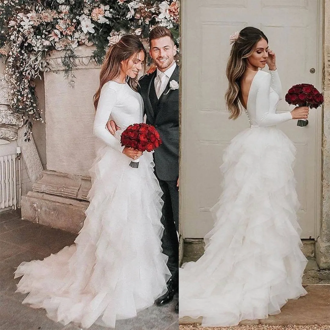Simple elegant white wedding dress clearance