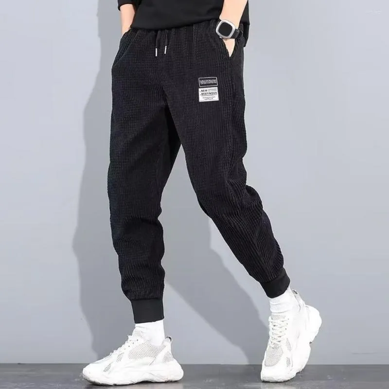 Pantalones de hombre con estilo Harem Cintura elástica Cordón Deportes Hombres suaves Otoño Bolsillo Joggers de invierno para trotar