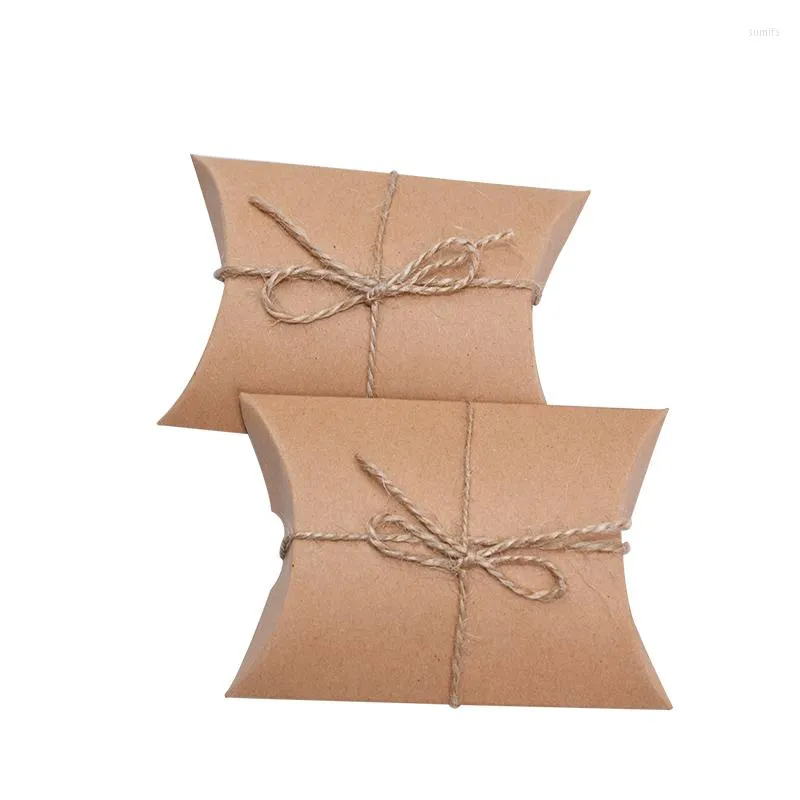 Embrulho de presente 10/20pcs mini kraft papel travesseiro em forma de doces caixas