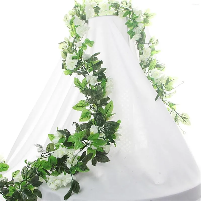 Flores decorativas Casamento para arco decoração Rosa de escalada de seda artificial 230 cm Pacote caseiro 2 parede com plantas