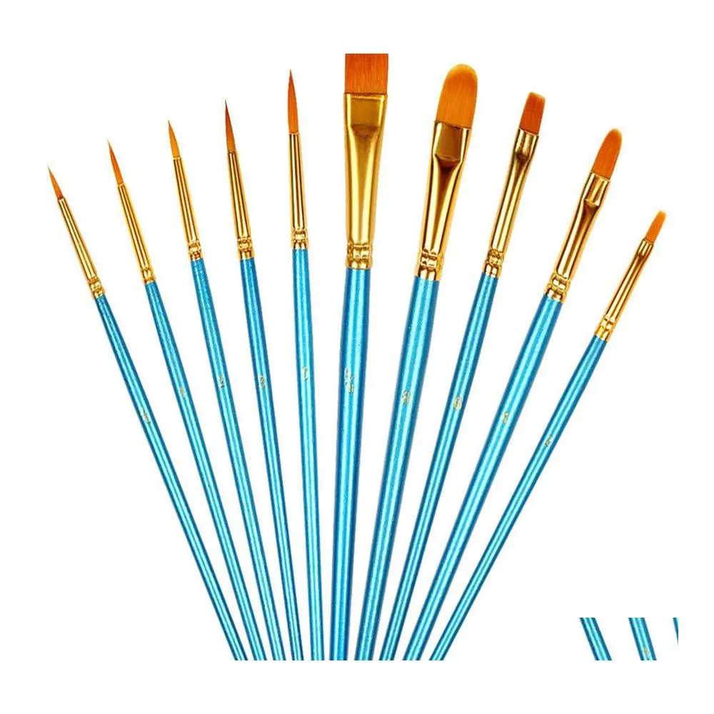 Painting Supplies Professional Fine Tip Paint Brush Round Pointed Nylon Hair Artist Acrylic Paints For Watercolor Oil Drop Delivery Otxbh