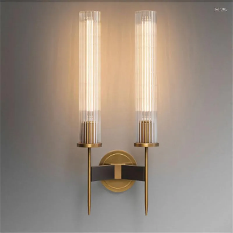 Wall Lamps Postmodern Loft Luxury Lamp Bathroom Creative Bedside Bedroom Glass El Room Brass Sconce Light