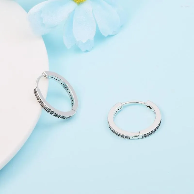 Hoop Earrings Genuine 925 Sterling Silver Signature Brincos For Women DIY Charms Jewelry Making Party Gift