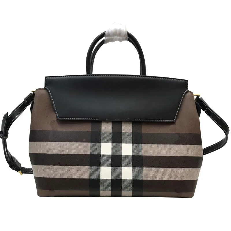 7A Nouveaux sacs fourre-tout à carreaux Sacs à bandoulière Tartan Sac à main Boucle en lettre dorée Cuir véritable Bandoulière amovible uni Plaid Crossbody Purse