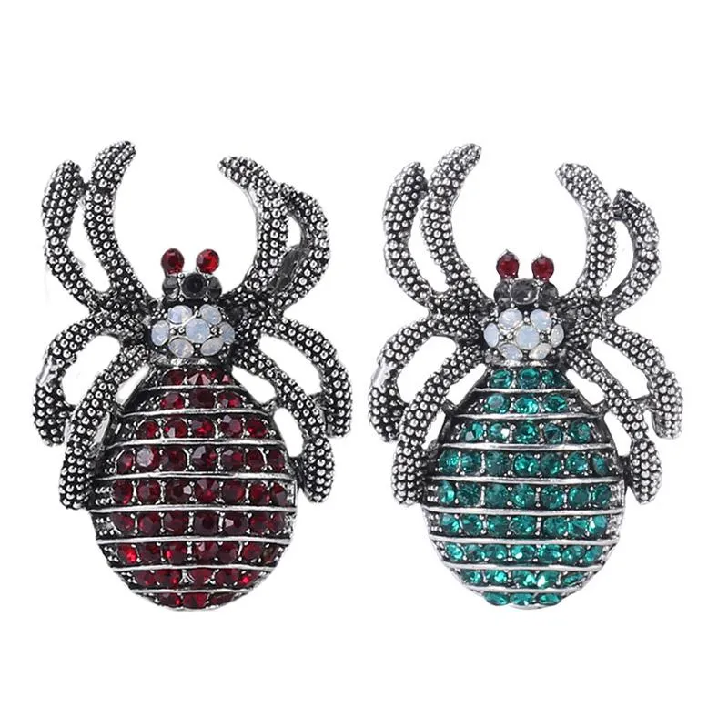 Spider Enamel Brooch Pin With Rhinestone Embellishments Perfect For