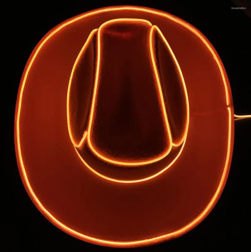 Berets DIY Bride LED Cowboy/Cowgirl Hat Flashing El Wire Neon Blinky Lights Cowgirl Wedding