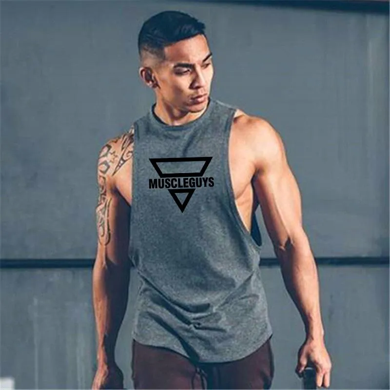 Herren-Tanktops Muscleguys Cotton Gyms Männer ärmelloses Tanktop für Jungen Bodybuilding-Kleidung Unterhemd Fitness Stringer Trainingsweste