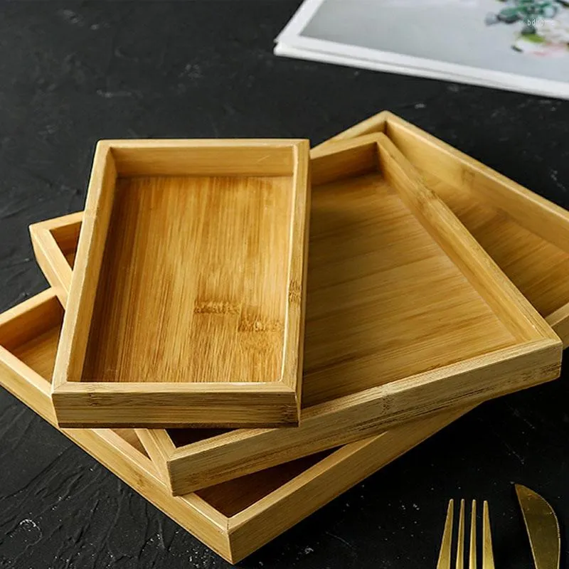 Plates Simplicity Storage Tray Snack Platter Saucer Fruit Dessert Plate Coffee Table Desktop Bamboo Wood Dressing Jewelry Trays