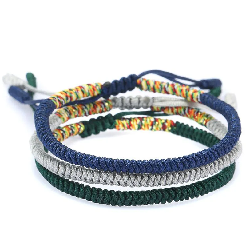 Strand Fashion Çok renkli tarzı örgü bilezik Tibet Budist El Yapımı Knots Lucky Halat Ayarlanabilir Takı Boncuklu Strands