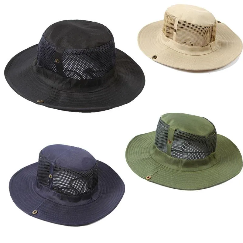 Cappelli a tesa larga da uomo Berretto da pesca da campeggio all'aperto Protezione solare Boonie Hat Canvas Donna Gorras Hombre Casquette Homme