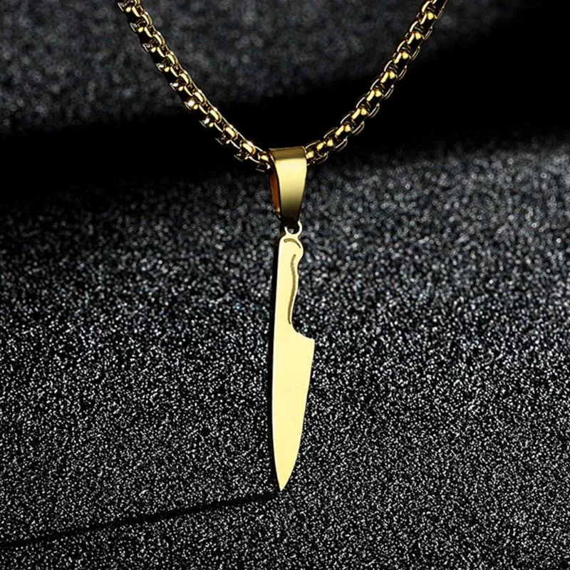 Pendant Necklaces Dainty Chef Knife Necklace For Women Men Steel Charm Neck Chain Male Talisman Amulet Protection JewelryPendant