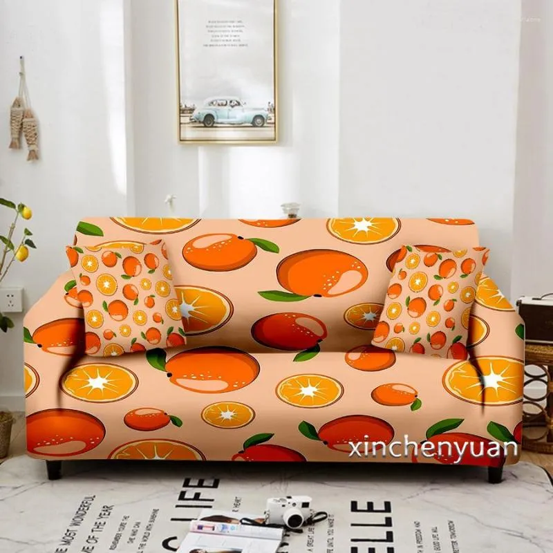 Chair Covers Fruit Orange 3D Print Elastic Sofa Cover Stretch Couch For Living Room Sectional Protector W34