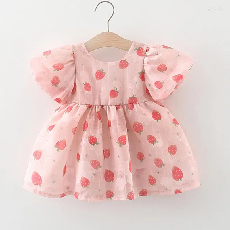 Abiti da ragazza Abiti estivi Vestiti per bambini nati Toddler Cartoon Cute Strawberry Short Sleeve Infant Princess Dress BC195
