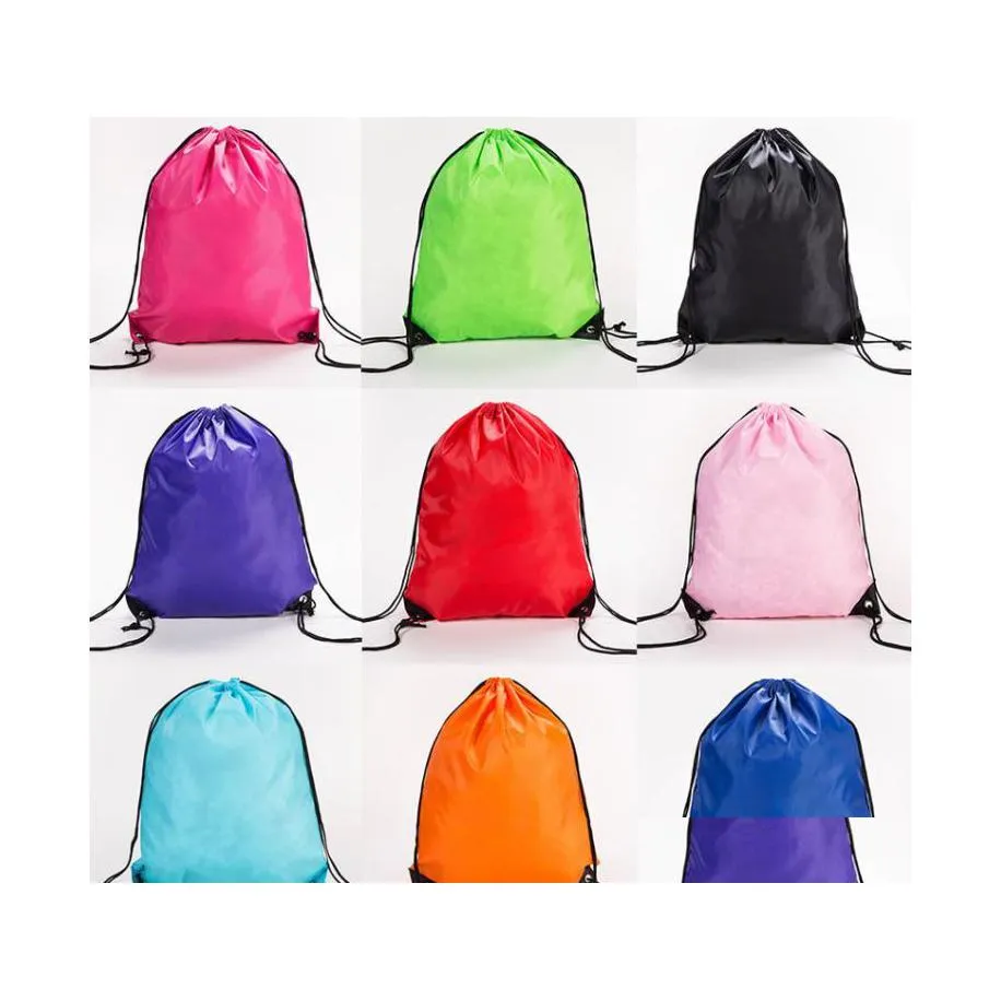 Sacos de armazenamento cor corda s￳lida corda dstring back pack cilch sack gym totche saco de bolsa esporte sapato sn4650 entrega de gota home garden houseke dhb4f