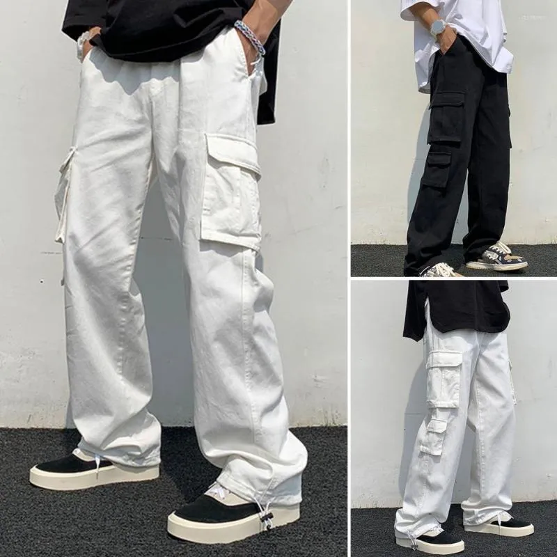 Men's Pants Trousers Men Pockets Loose 2023 Cargo Hip-hop Style Harajuku Multi Elastic Waist Techwear Moletom Masculinos