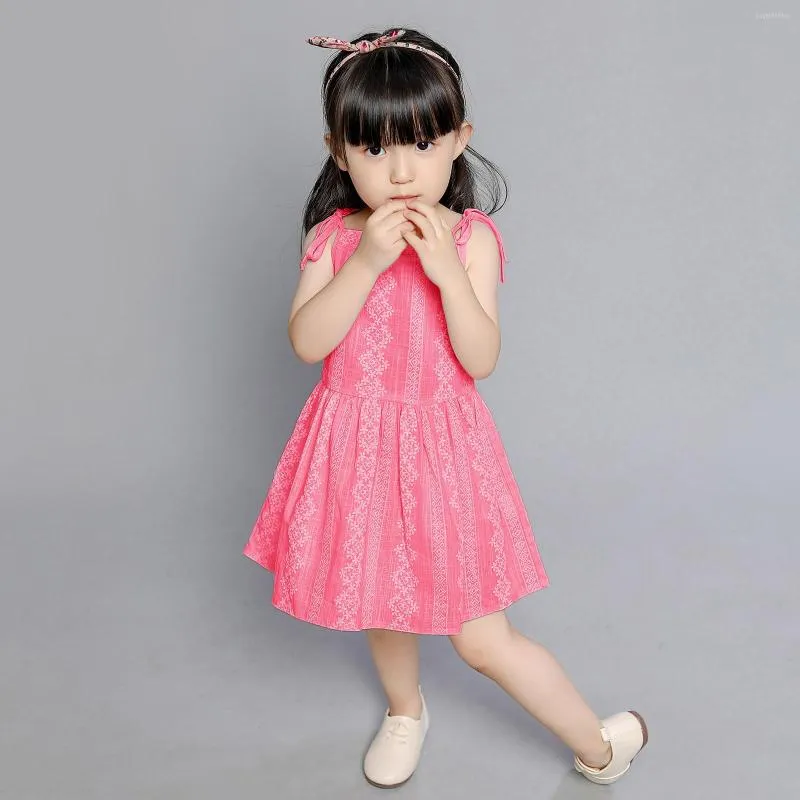 Girl Dresses 25# Dress For Girls 5 To 6 Years Birthday Sleeveless Print Slip Beach Princess Summer Children's Clothing