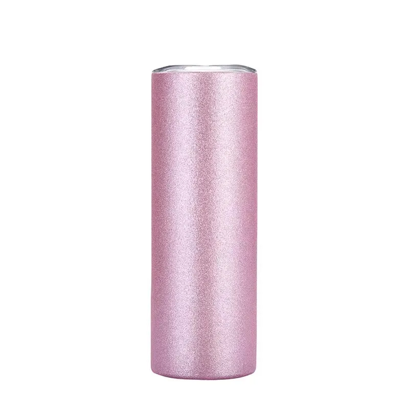 20oz straight Tumblers sublimation texture Powder Glitter tumbler With plastic Straw & Lid Double Wall Vacuum Insulated Coffee Portable Beer Milk Water Cup 002