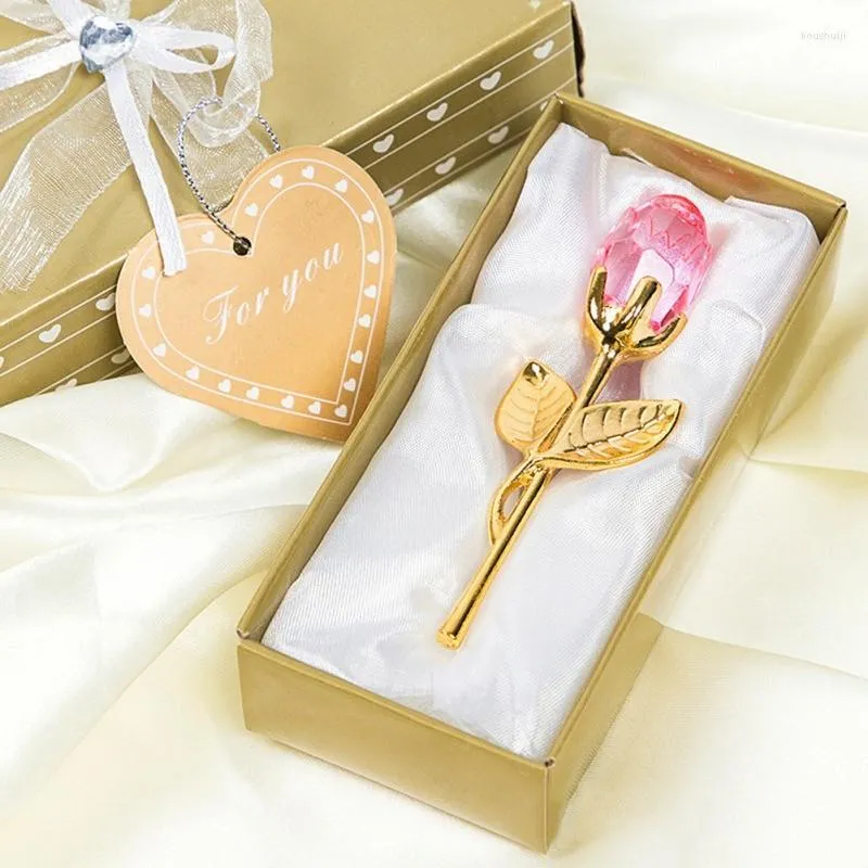 Dekorativa blommor Valentines Day Gift Crystal Glass Rose Artificial Flower Silver Gold Rod for Lover Wedding Presents