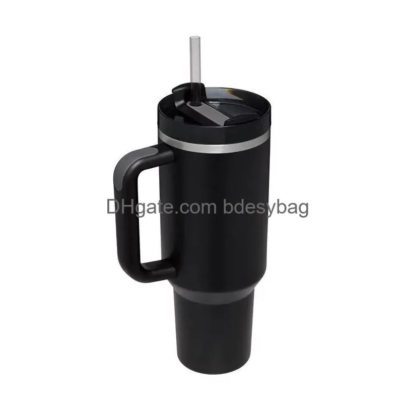 40oz stainless steel tumbler with handle lid straw big capacity beer mug water bottle outdoor camping cup vacuum insulated drinking tumblers