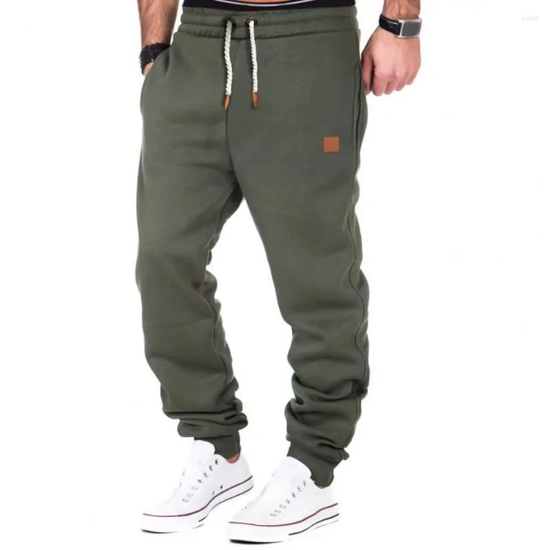 Men's Pants Trendy Thermal Trousers Plus Size Men Sweatpants Pockets Anti-freeze Winter Plush Lining Drawstring Sport