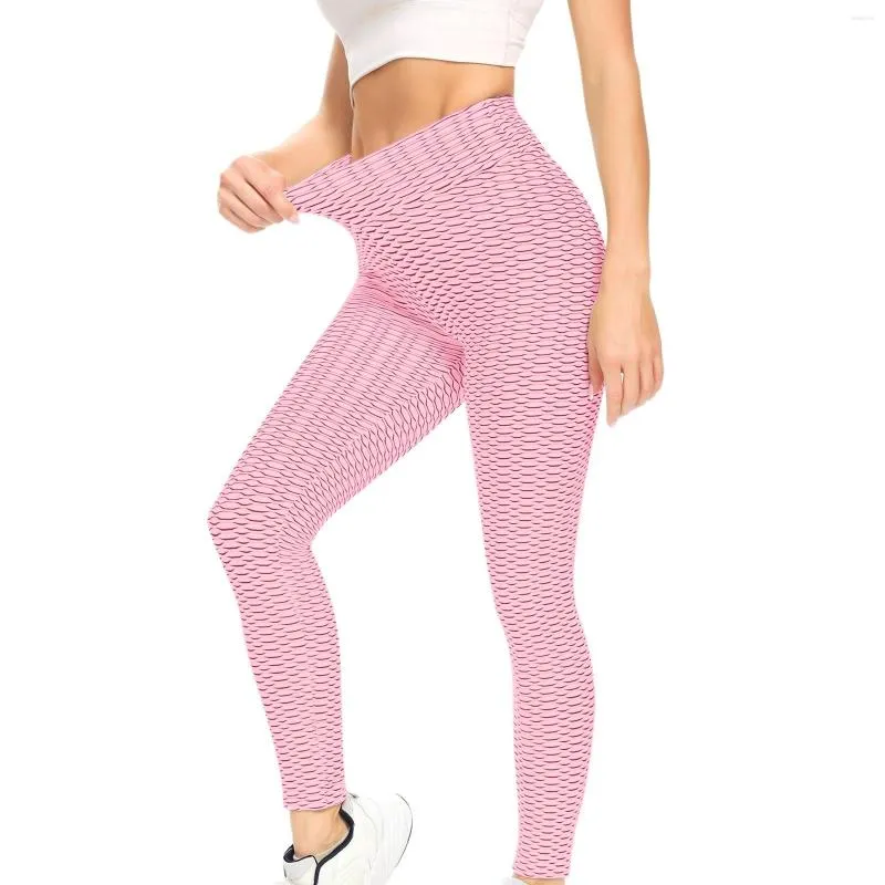 Active Pants Sexiga texturerade leggings kvinnor hög midja stretchig sport yoga gymträning flickor fitness springa tights tights