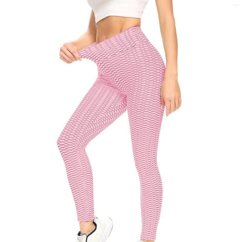 Aktive Hose, sexy strukturierte Leggings für Damen, hohe Taille, dehnbar, für Sport, Yoga, Fitnessstudio, Workout, Mädchen, Fitness, Laufhose