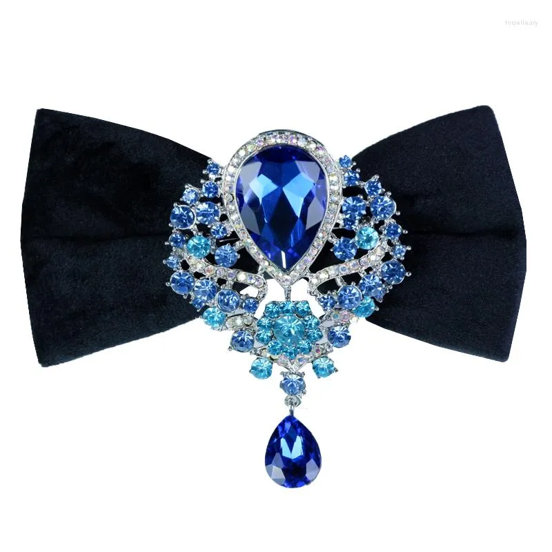 Noeuds Papillon Personnalisé Original Mariage Noeud Papillon De Luxe Strass Velours Col Fleur British Business Banquet Party Hommes Marié Bijoux