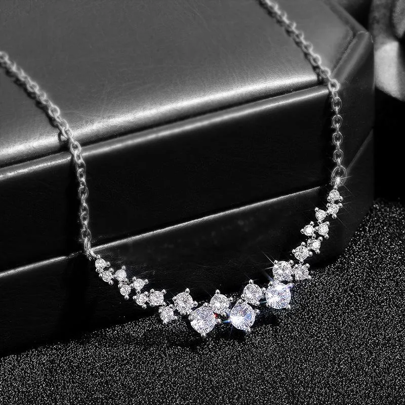 Pendant Necklaces Modern Elegant Necklace For Women White Cubic Zirconia Chain Silver Color Party Daily Trendy Jewelry 2023 ZD1 SSKPendant