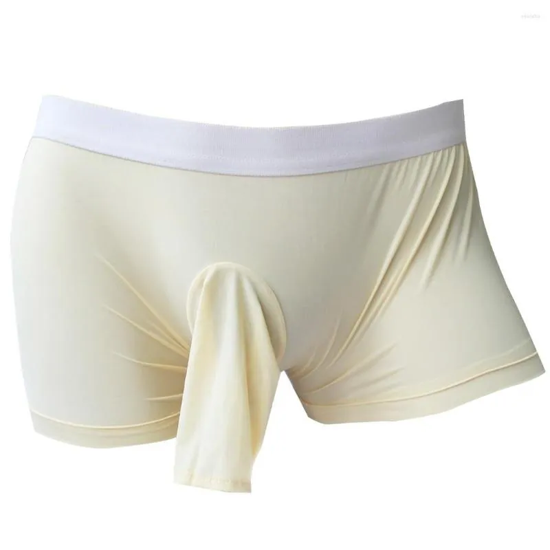 Men's Long Penis Sheath Pouch Bulge Boxer Briefs Shorts Underwear  Underpants 