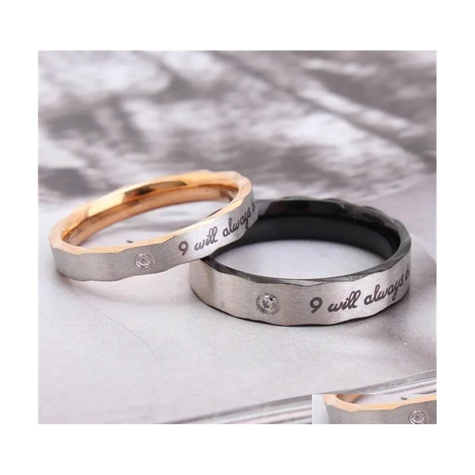 Anneaux De Mariage Couple Bague De Fiançailles Pour Hommes Femmes Bijoux De Mode Gravé Will Always 3558 Q2 Drop Delivery Dhixy