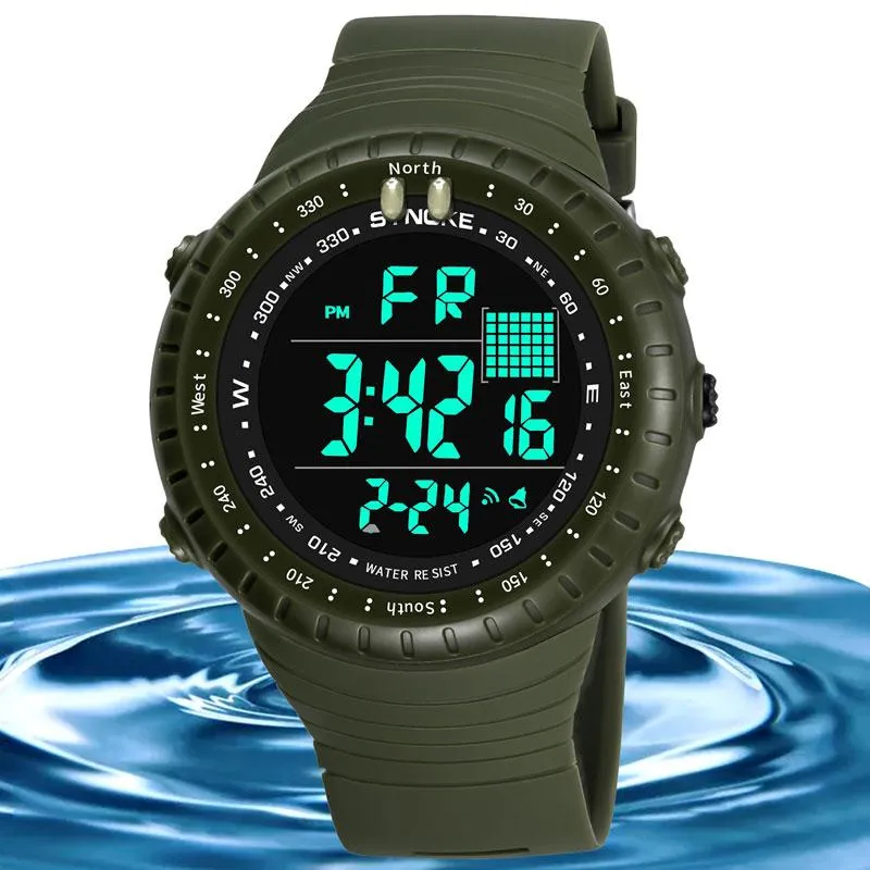 Armbandsur utomhussportklocka för män stor urtavla led dig digital 5bar vattentät armbandsur reloj hombre man klocka