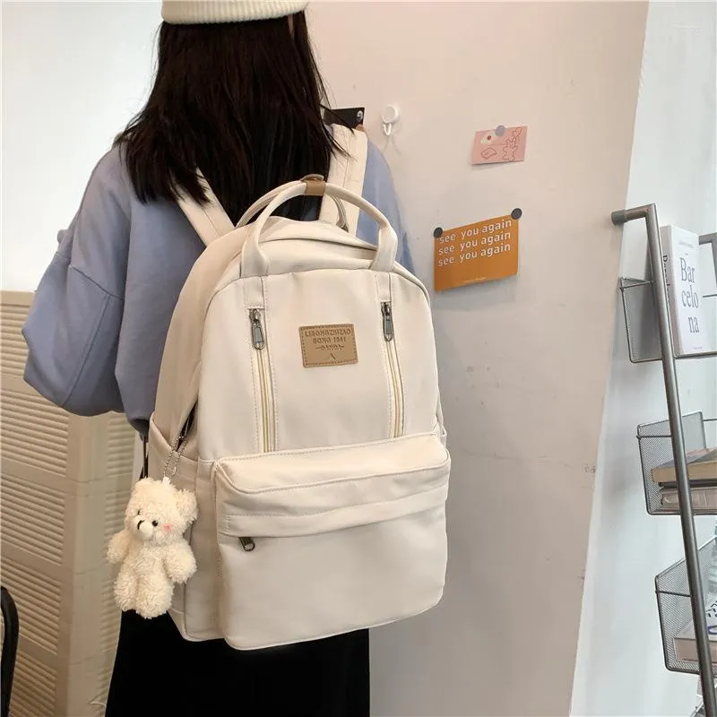 Backpack Kawaii Double Zipper Women Female Ring Buckle Portable Travel Bag Teenager Girls Laptop Student Cute Schoolbag