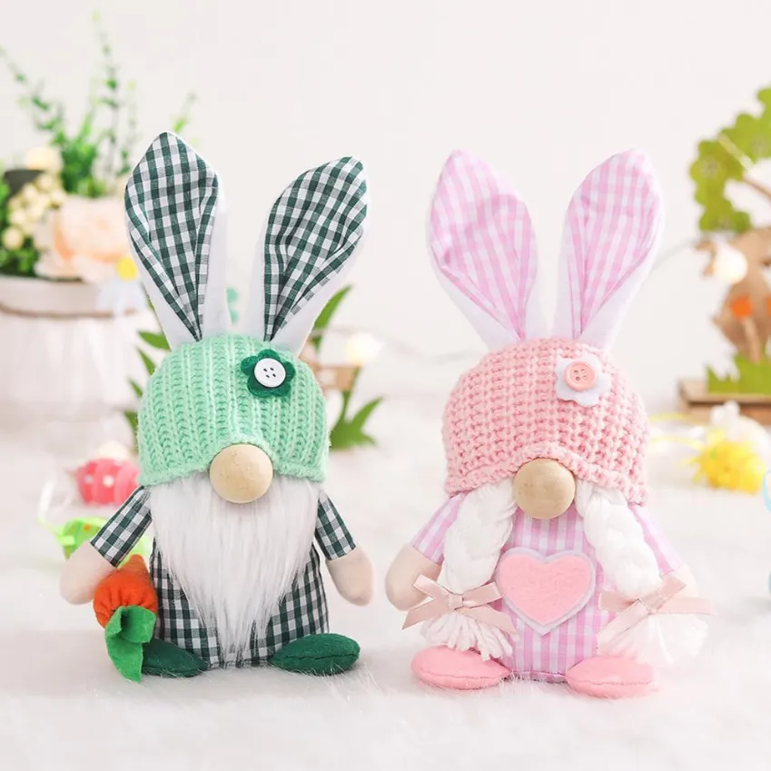 New Easter Faceless Gnome Rabbit Doll Reusable Doll Handicraft Handmade Multi-use Cute Easter Style Doll Ornament FY0250 bb0119