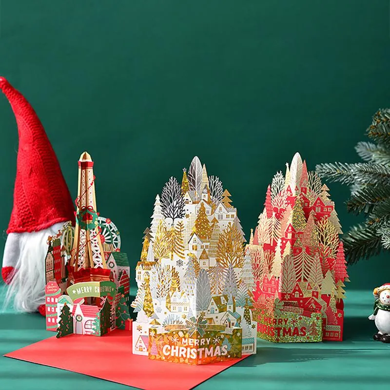 Cartes de vœux 3D -up Santa Christmas Party Invitations Cadeaux Année Carte Anniversaire Carte postale # g30