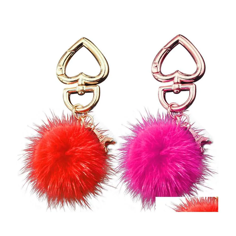 Key Rings Artificial Rabbit Fur Ball 14 Styles Fashion Bag Pompom Keychain Car Pendant Charm Jewelry Party FAOVRS P119FA Drop Deliver Dhlnh