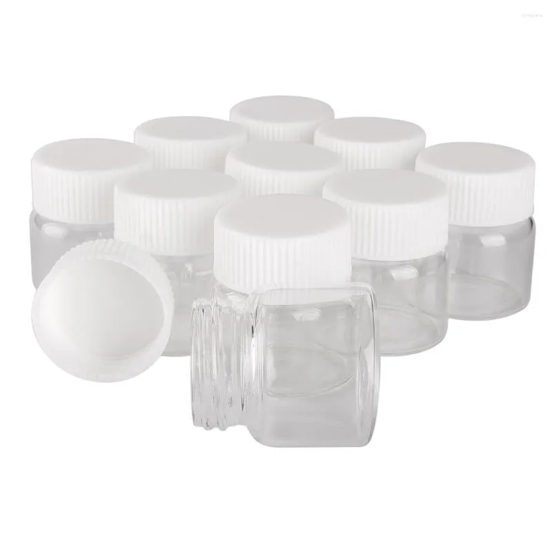 Bouteilles de stockage 15 pièces 20 ml 37 40mm en verre avec bouchons en plastique blanc récipient à épices pots de bonbons flacons bricolage artisanat pour cadeau de mariage