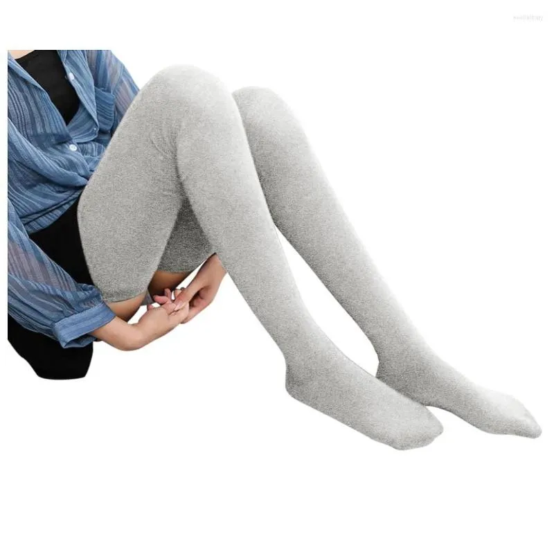 Women Socks Winter Womens Solid Knee Girls Fashion Cotton Soft Pure Color Stockings Silk Female Clothes Accessory