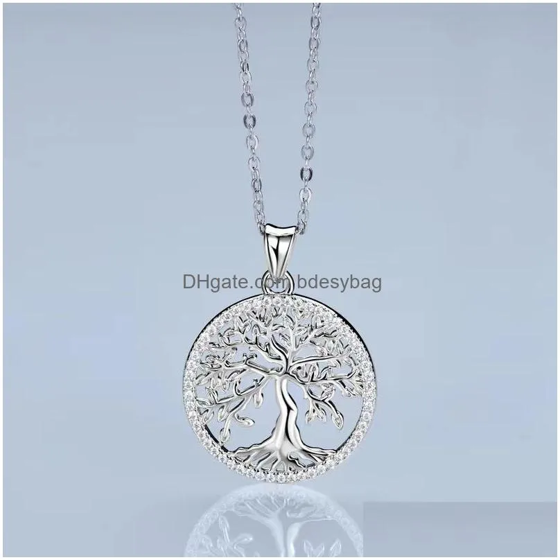 Gu6m Pendant Necklaces Tree of Life Moissanite Necklace Women S925 Sier Iced Diamond Ins 2022 Jewelry Moissanita Collares Pass Testerpend D