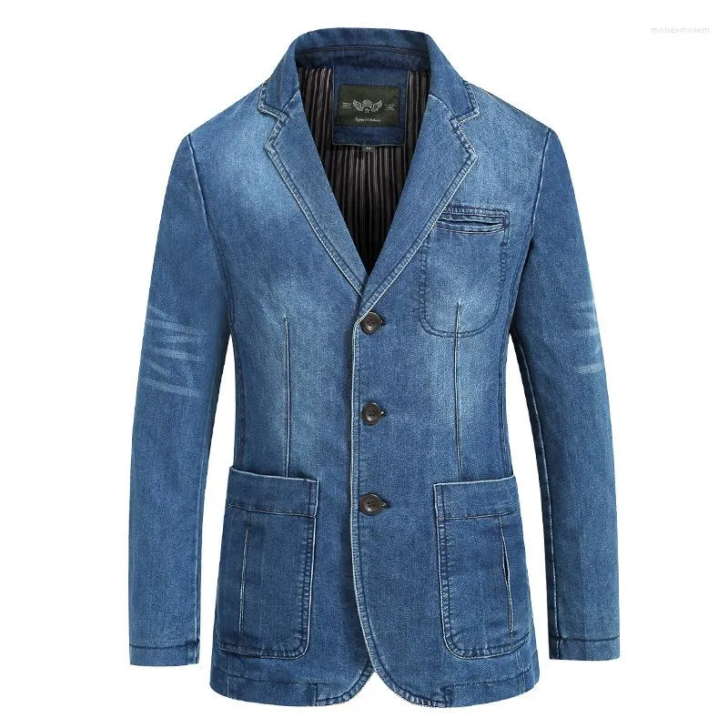 Mäns jackor Män denim Casual Suit våren Höst 80% Bomullsmodemärke Pälso Fast färg Slim Fit Large Size Jacket