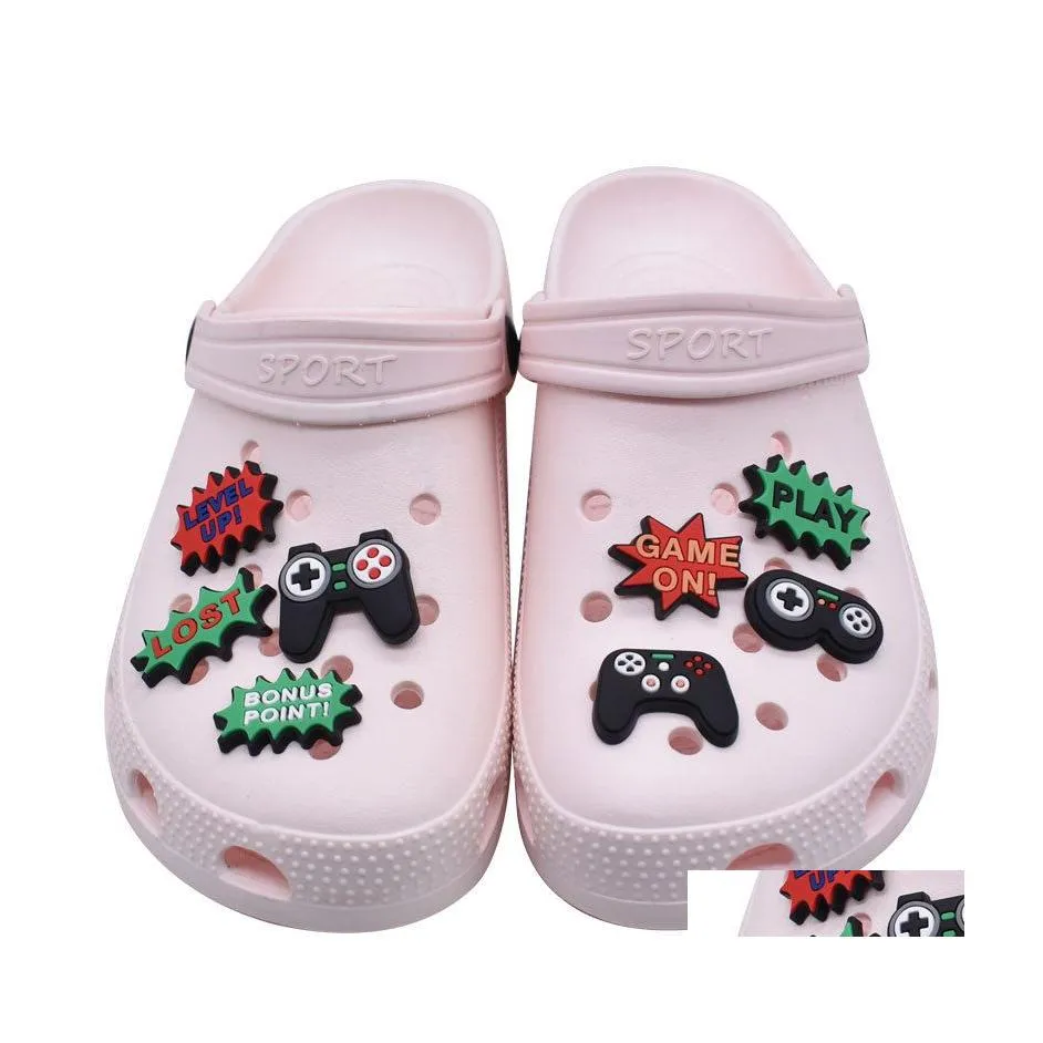 Schoenonderdelen accessoires videogame croc charm charmeren charme decoratie buckle clog pins drop levering schoenen dhamy